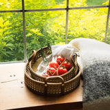 Nora Natural Rattan and Leather Basket