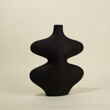 Thea Wavy Black Ceramic Vase